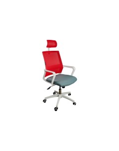 Кресло офисное Бит белый пластик красная сетка темно серая ткань Norden