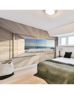 Флизелиновые фотообои Окно с видом на пляж 4 x 2 7 м Photostena