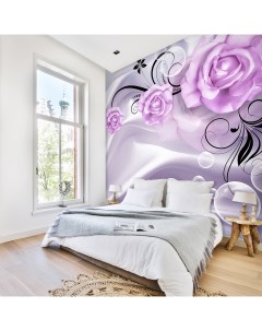 Фотообои 3D фиолетовые розы на шелке 2 54 x 2 5 м Photostena