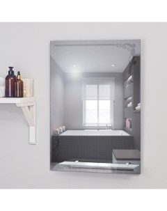 Зеркало Винтаж с пескоструйной графикой настенное с полочкой 49x68 см Economtk