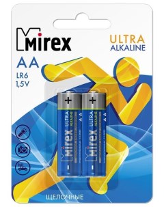 Батарейка щелочная LR6 AA 1 5V 2 шт Mirex