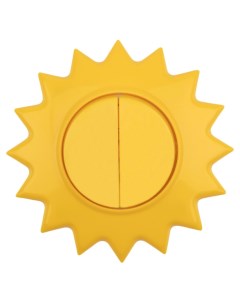 Выключатель двухклавишный HAPPY Солнце скрытой установки желтый Kranz