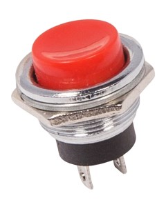 Выключатель кнопка металл 250V 2А 2с ON OFF O16 2 красная Rexant