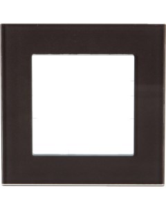 Рамка 1 постовая натуральное стекло цвет серо коричневый 844119 1 Lk studio
