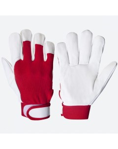 Кожаные перчатки хлопок телячья кожа манжета велкро белый красный JLE301 9 L Jeta safety