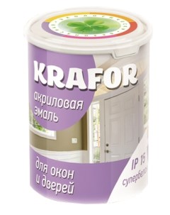 Эмаль для окон и дверей акриловая глянцевая 1 кг супербелая Krafor