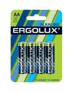 Батарейка щелочная Alkaline LR6 BL 4 AA 1 5V 4 шт Ergolux