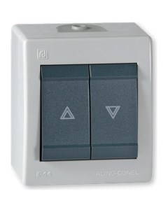 Кнопка выключателя управления жалюзи POWER IP44 10AX 250В открытой установки Aling-conel