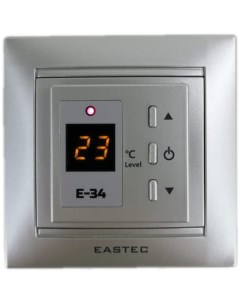 Терморегулятор E 34 для теплых полов и обогревателей серебро Встраиваемый Eastec