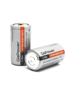 Батарейка С солевая R14 в термопленке 2шт 00 00015596 Gopower