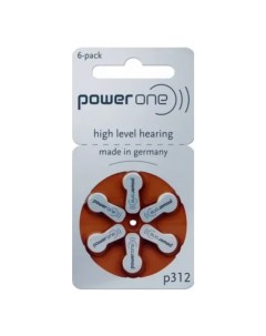 Батарейки p312 для слуховых аппаратов тип 312 1 блистер 6 батареек Power one