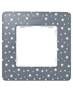 Рамка декоративная 1 пост Original S82 Detail серый в белые звёзды белый 8200610 Simon