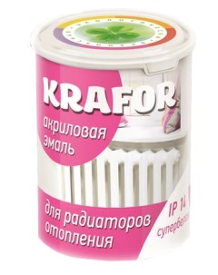 Эмаль для радиаторов отопления акриловая шелковисто глянцевая 3 кг белая Krafor