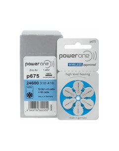 P675 Батарейки для слуховых аппаратов тип 675 1 коробка 60 батареек Power one