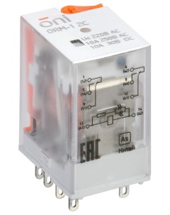 Реле интерфейсное ORM 1 2C 220В AC с LED тест кнопкой ORM 1 2C AC220V L B Oni