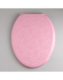 Сиденье для унитаза с крышкой Декор Ажур цвет розовый Росспласт