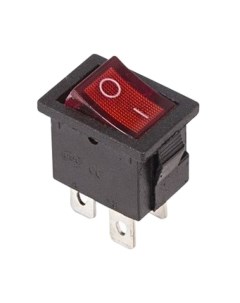 Выключатель клавишный Mini ON OFF красный с подсветкой 250В 6А 4с 36 2190 Rexant