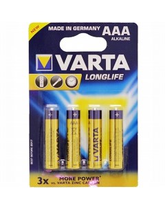 Батарейки LR3 4BL Longlife AAA 4 шт Varta