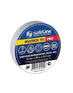 Изолента ПВХ 15 мм х 20 м арт 29199 серый 5 шт Safeline