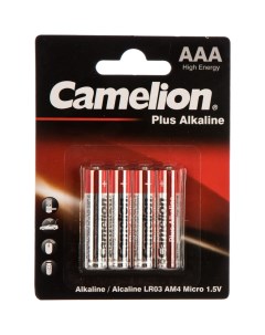Батарейка Alkaline Plus LR03 BP4 AAA 1 5V 4 шт Camelion
