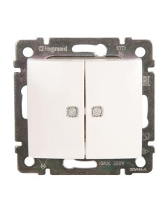 Выключатель двухклавишный с подсветкой в рамку белый Legrand VALENA 774428 Rocknparts