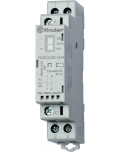 Модульный контактор 2NO 25А AgSnO2 катушка 230В АС DC IP20 опции мех индикато Finder