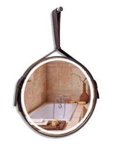 Зеркало для ванной Kapitan Light D61 с подсветкой кожаный ремень Silver mirrors