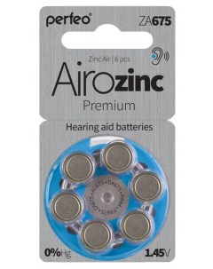Батарейки ZA675 6BL Airozinc Premium 6 штук Perfeo
