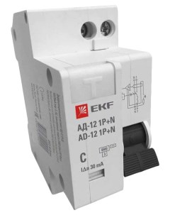 Автоматический выключатель диф тока 1P N 16А 30мА тип АС х ка C эл 4 5кА АД 12 Basic Ekf