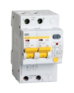 Дифференциальный автоматический выключатель тока АД 12М C 50A 30mA тип A 4 5kA 2п Iek