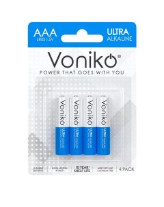 Батарейки Ultra алкалиновые AAA 4 шт Voniko