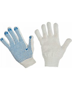 Перчатки защитные трикотажные белые 4 нити 10 класс 50 пар в упаковке 1451434 Nobrand
