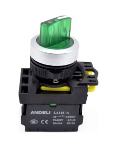 Переключатель LA115 A5 11XD G с подсветкой с фиксацией зеленый LED 220В ADL10 2 Andeli