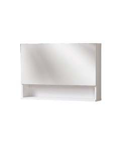Шкаф зеркальный Сео 80 с полкой белый без подсветки Акваль