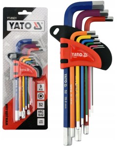 Набор ключей L образных цветных HEX H1 5 H10 с шаром 9пр Yato