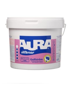 Краска моющаяся Interior Golfstrom особопрочная для ванной и кухни база А белая 15 л Aura