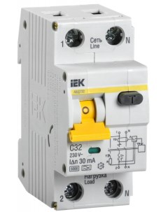 Дифференциальный автоматический выключатель АВДТ 32 C32 Iek