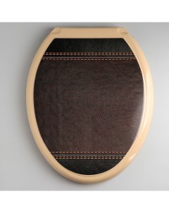 Сиденье для унитаза с крышкой Декор Кожа 44 5x37 5 см цвет коричневый Росспласт