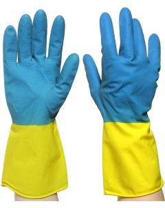 Перчатки хоз латексные БИКОЛОР L синий желтый BICOLO3 Komfi