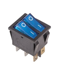 Двойной выключатель ON OFF синий с подсветкой 250В 15А 6с 36 2411 Rexant