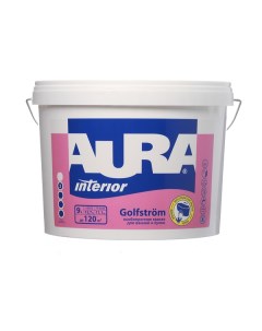 Краска моющаяся Interior Golfstrom особопрочная для ванной и кухни база А белая 9 л Aura