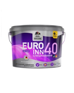 Краска моющаяся Euro Inn 40 база 1 белая 9 л Dufa