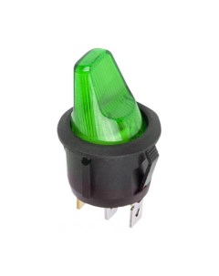 Круглый выключатель клавишный ON OFF зеленый с подсветкой 36 2593 Rexant