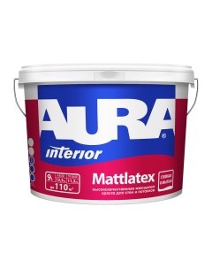 Краска для стен и потолков Mattlatex база TR 9л Aura