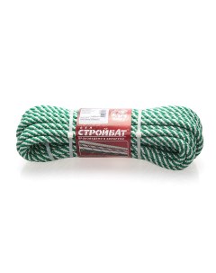 Шнур полипропиленовый спиральное плетение бело зеленый 10 мм х 10 м Стройбат