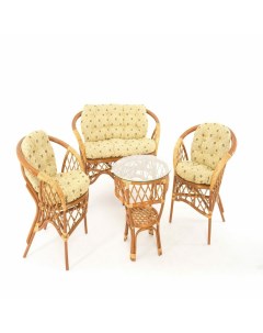 Набор садовой мебели 01 92 два кресла столик диван Цвет коньяк желтые подушки Vinotti