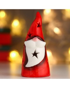 Сувенир керамика свет Дедушка Мороз красный кафтан и колпак звёздочки 12 5х5 5х5 5 см Nobrand