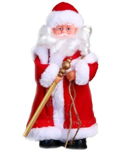 Новогодняя фигурка Дед Мороз в красной шубе с посохом 11x12x28 см Зимнее волшебство