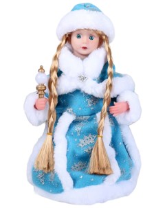 Новогодняя фигурка Снегурочка голубая шубка с посохом Р00012810 1 шт Зимнее волшебство