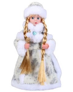 Новогодняя фигурка Снегурочка белая шуба с посохом 40 см Р00012810 1 шт Зимнее волшебство